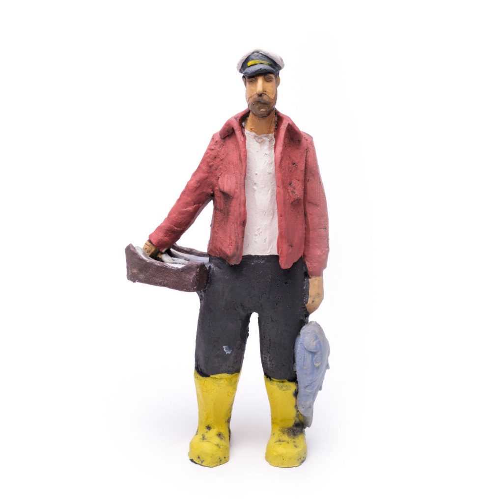 ceramic figure fisherman redceramic figure cook