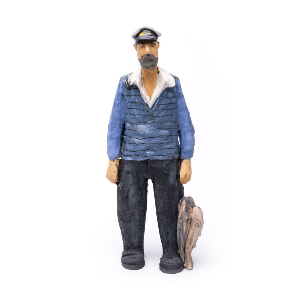 ceramic figure fisherman blueceramic figure cook