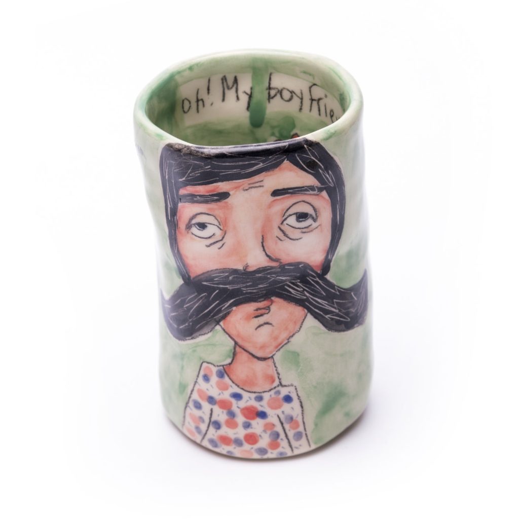 glass man with moustache