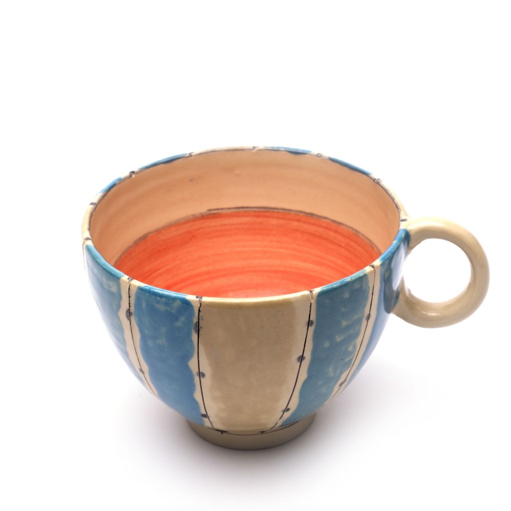 ceramic big cup fat stripes light blue