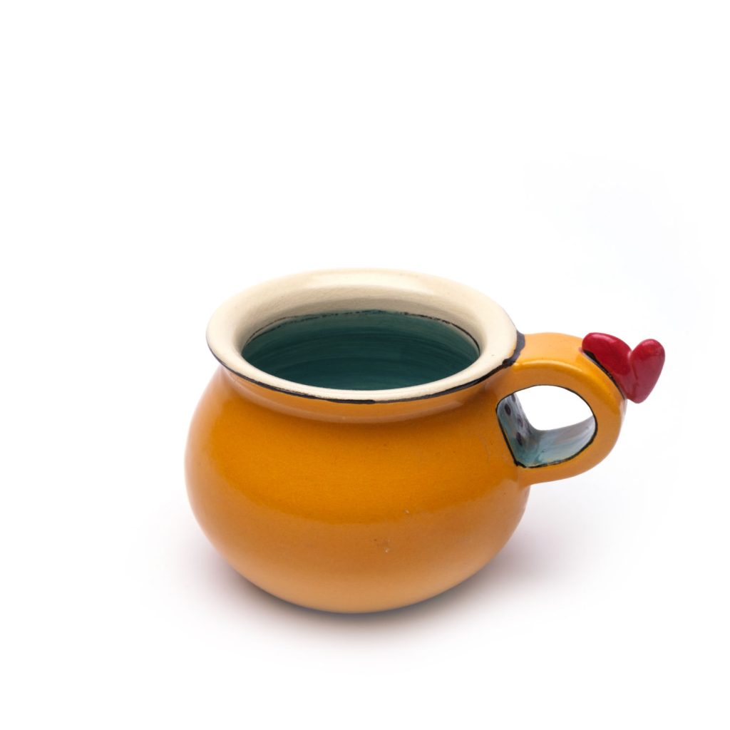 yellow cup with heart
