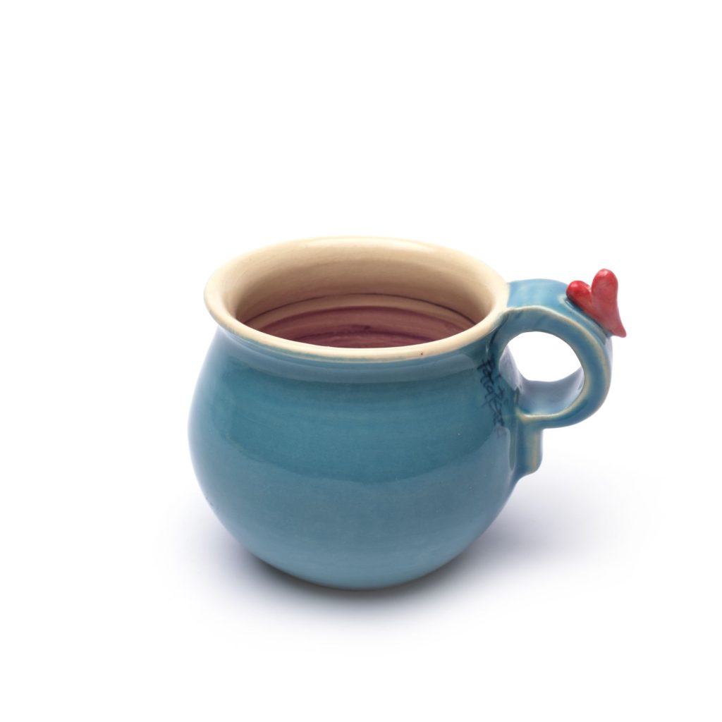 blue cup with heart