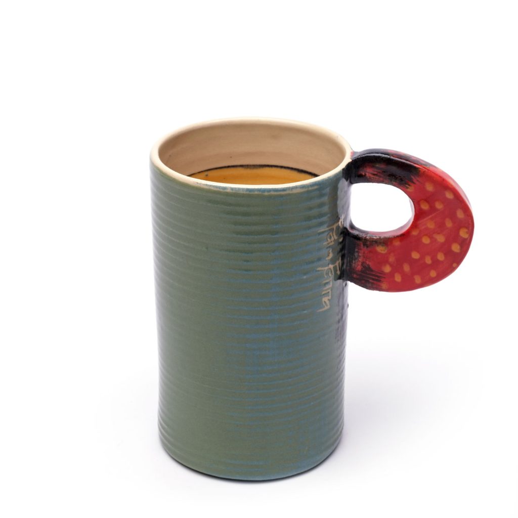 ceramic mug striped greenceramic mug striped green