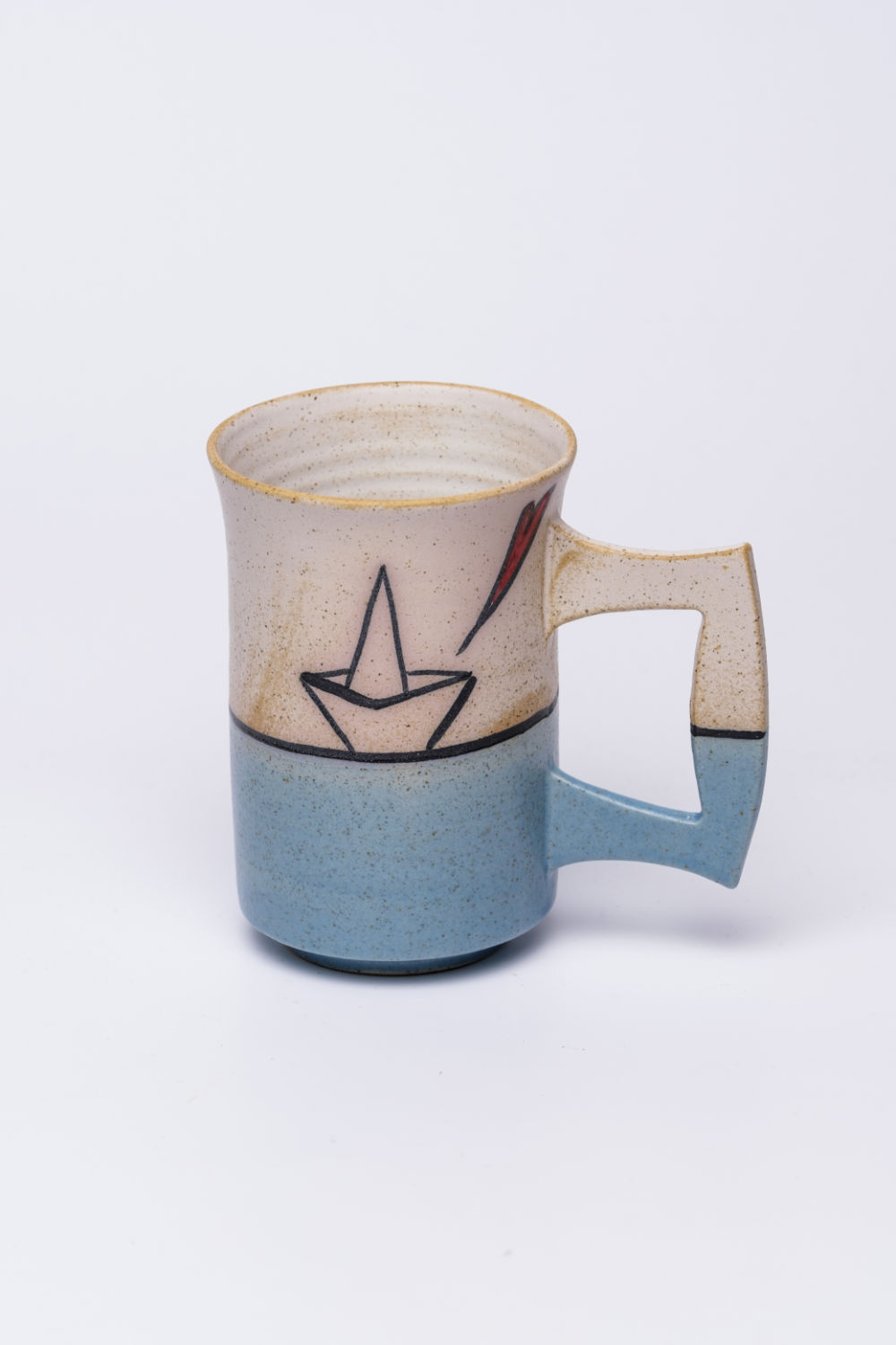 ceramic mug light blue boat