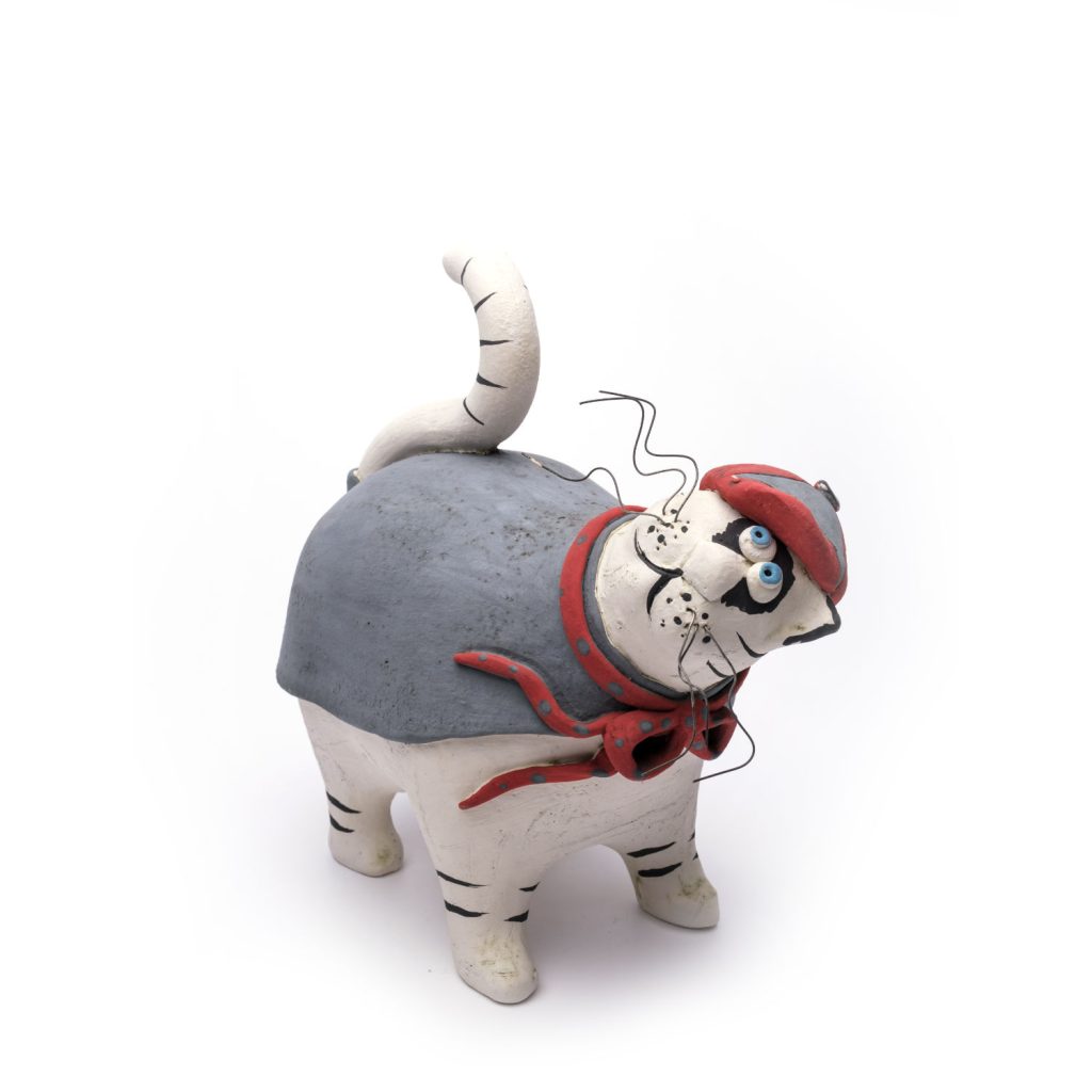 ceramic cat red