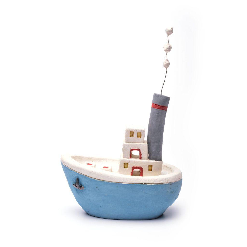 light blue boat