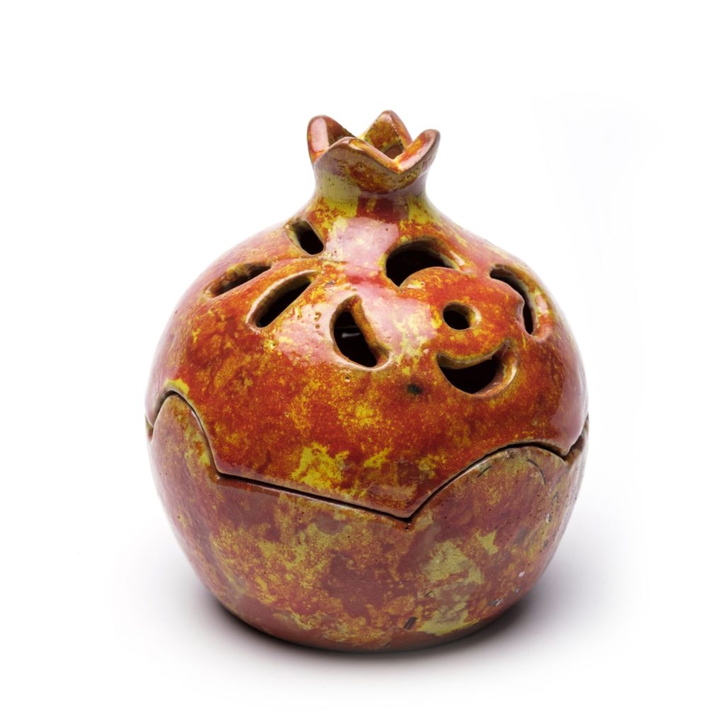 ceramic lantern pomegranate orange