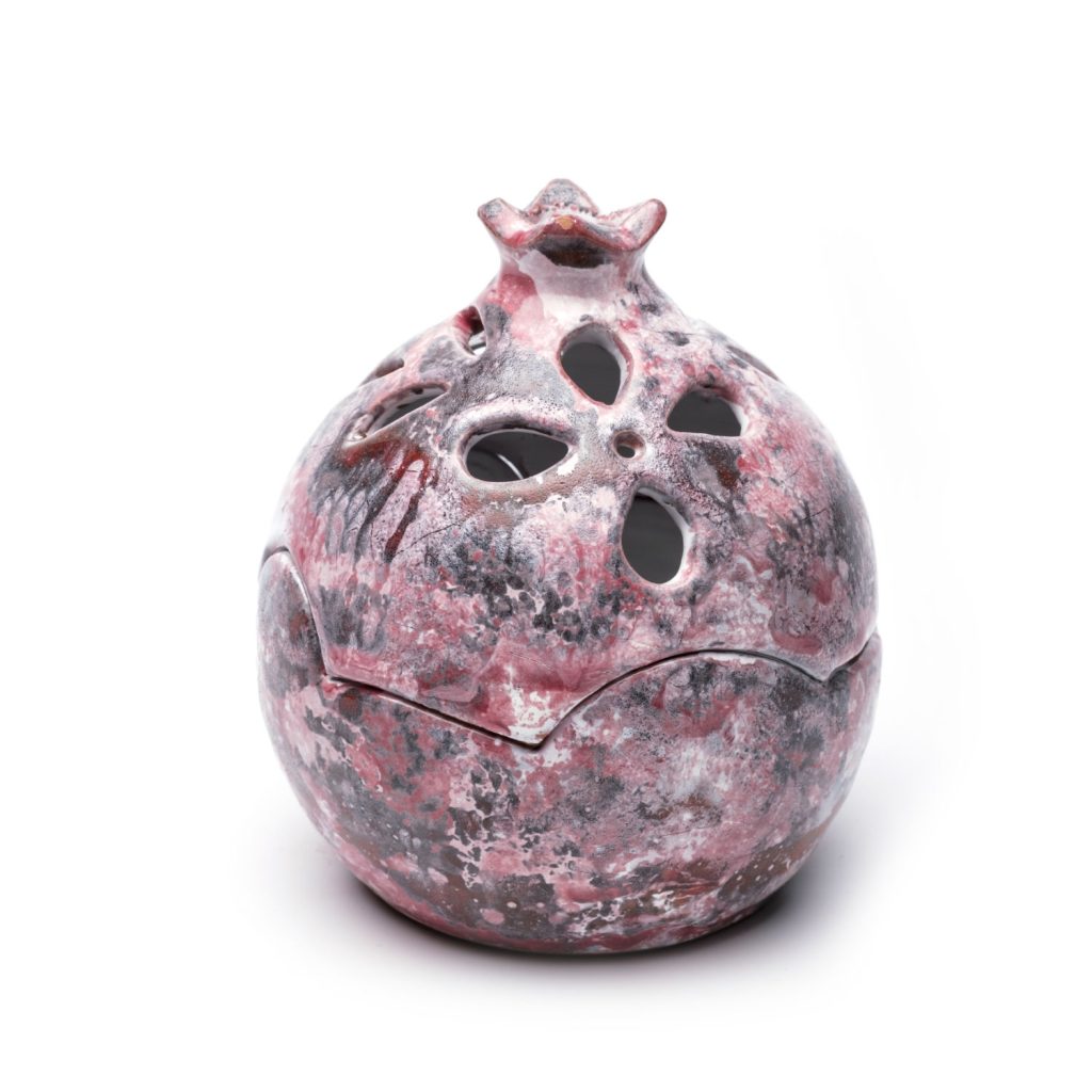 ceramic pomegranate lantern purple