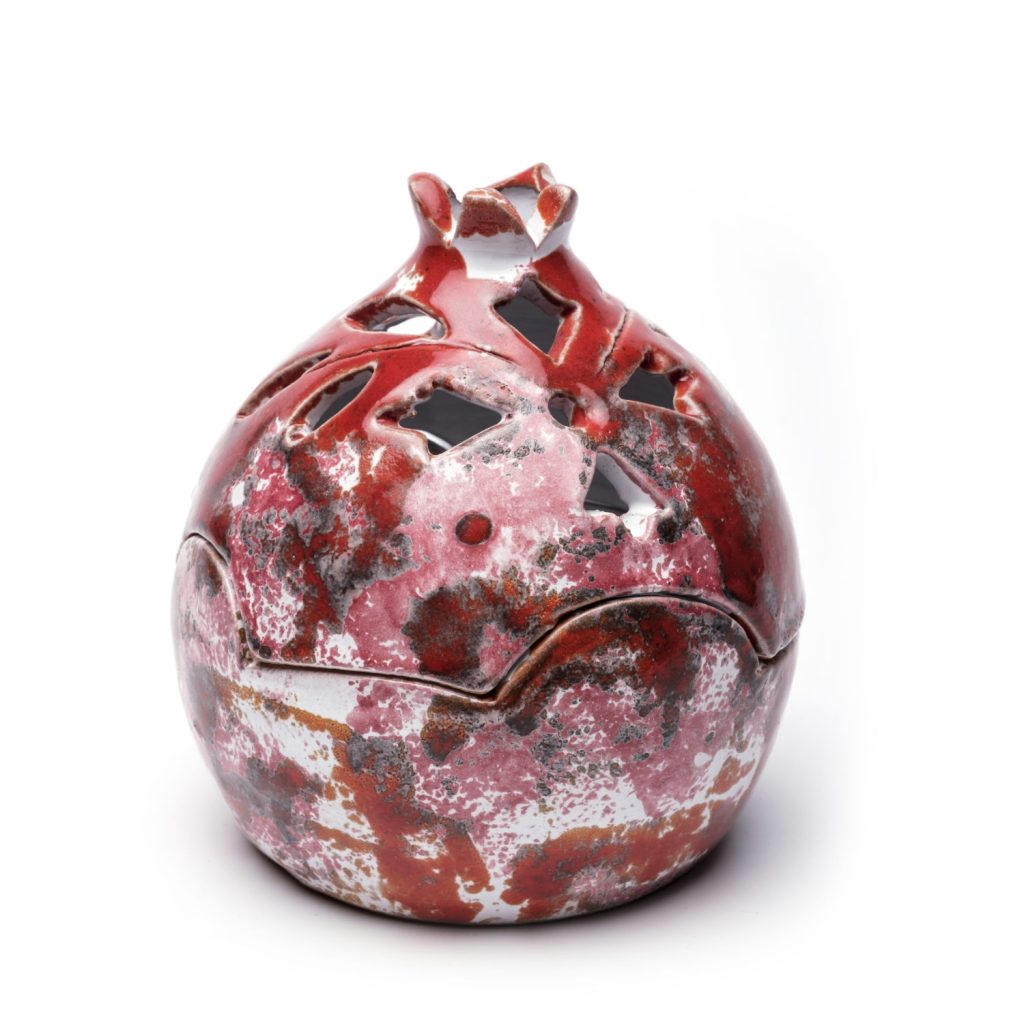 ceramic pomegranate lantern red