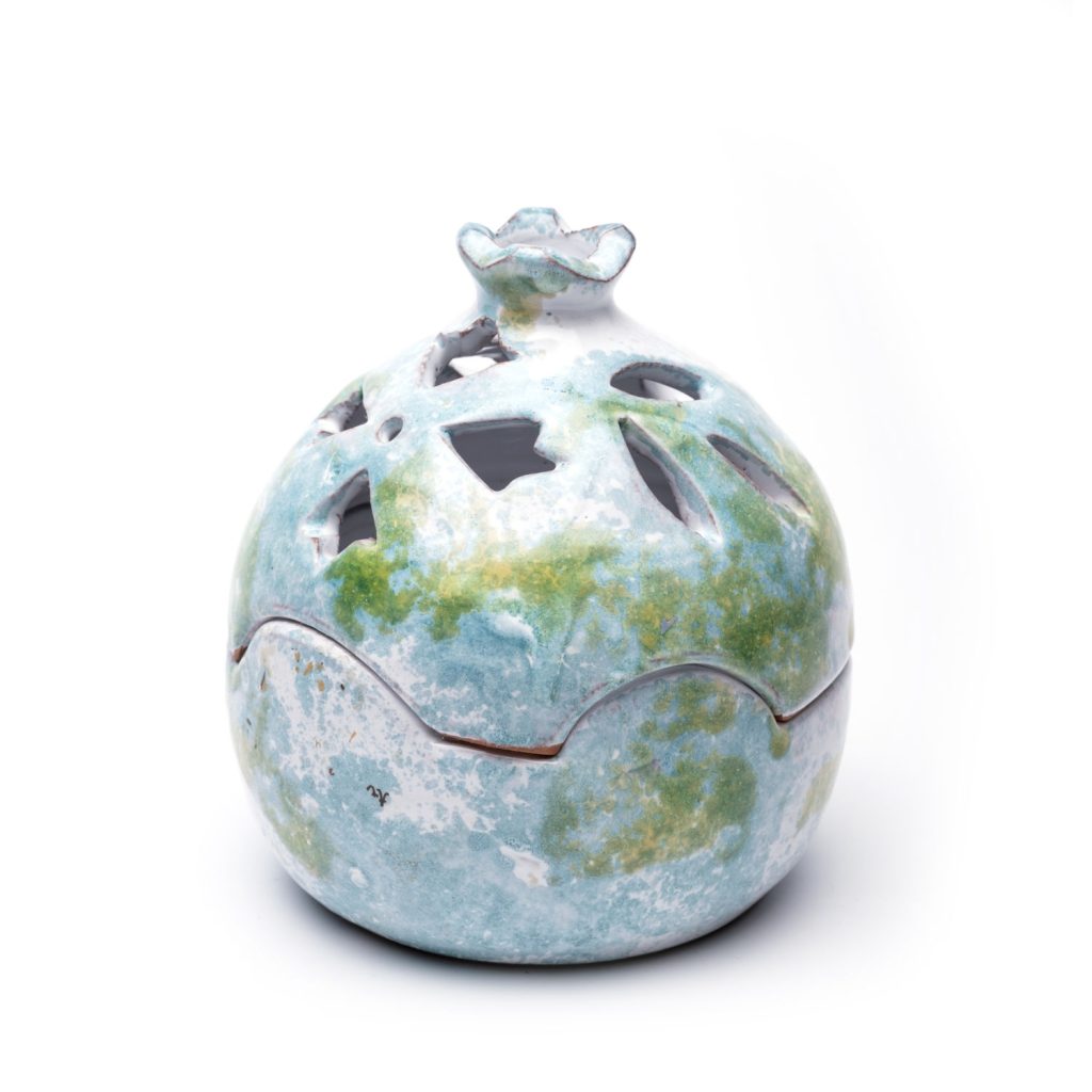 ceramic pomegranate lantern green