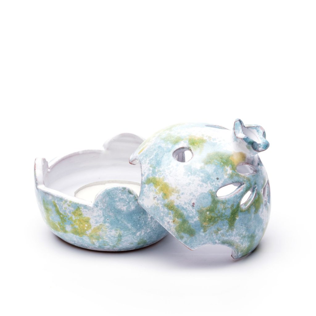 ceramic pomegranate lantern green